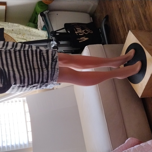 Raquel Allegra , long sleeves  tie dye, jersey dress in rainbow blk and white. - Picture 5 of 14